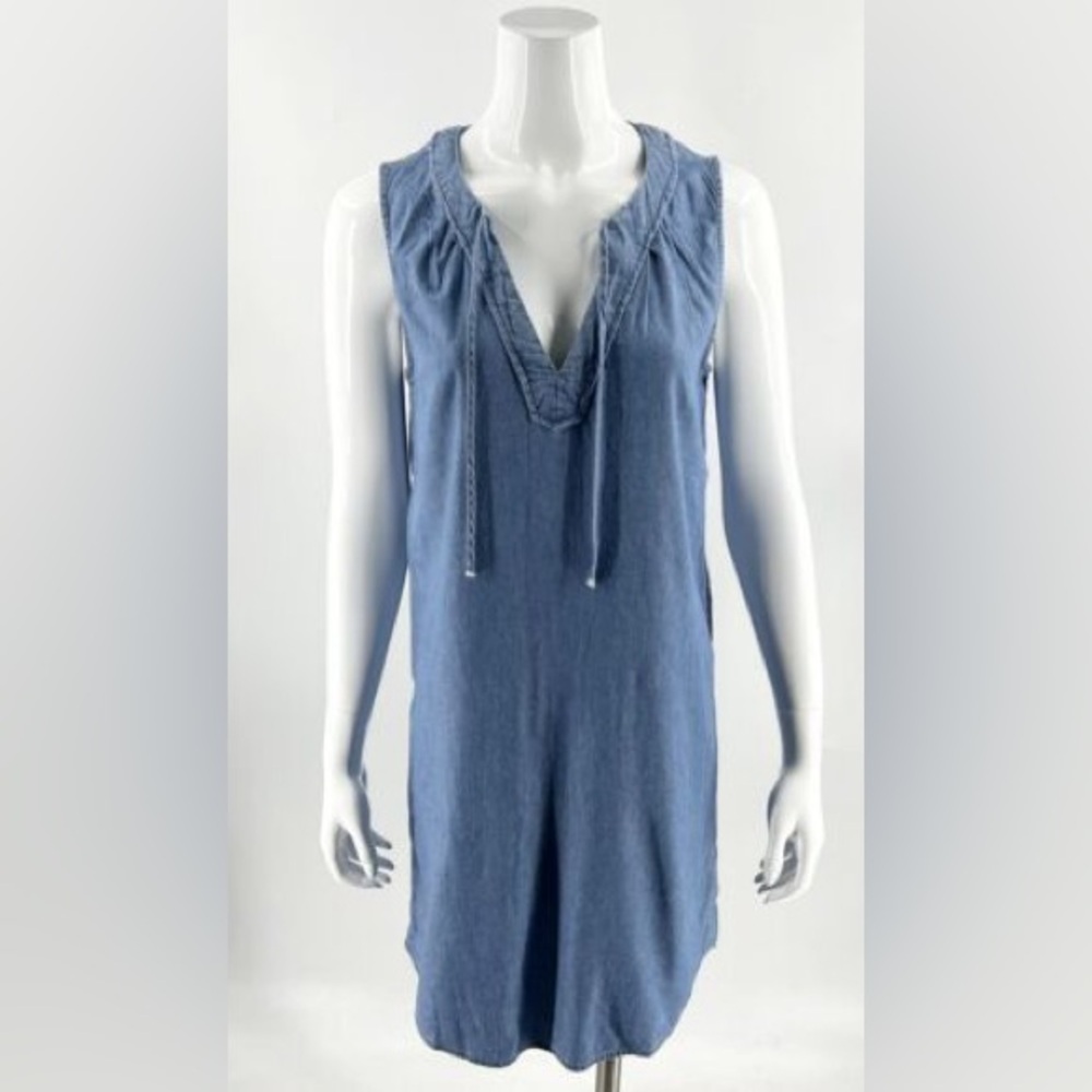 Old Navy Blue Chambray Sleeveless V-Neck Dress